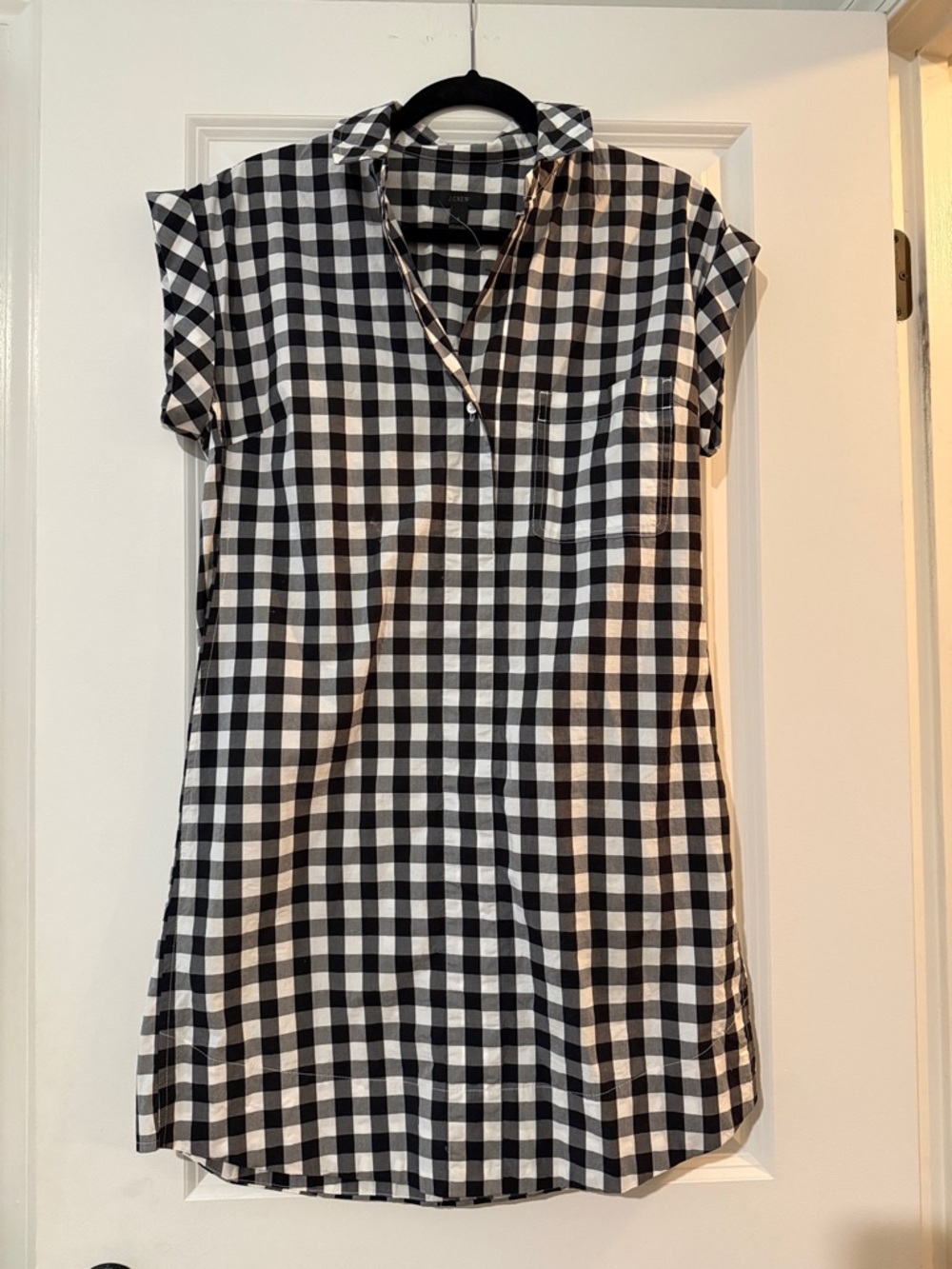 J.Crew Cotton Gingham Check Black & White Shirt Dress Size S